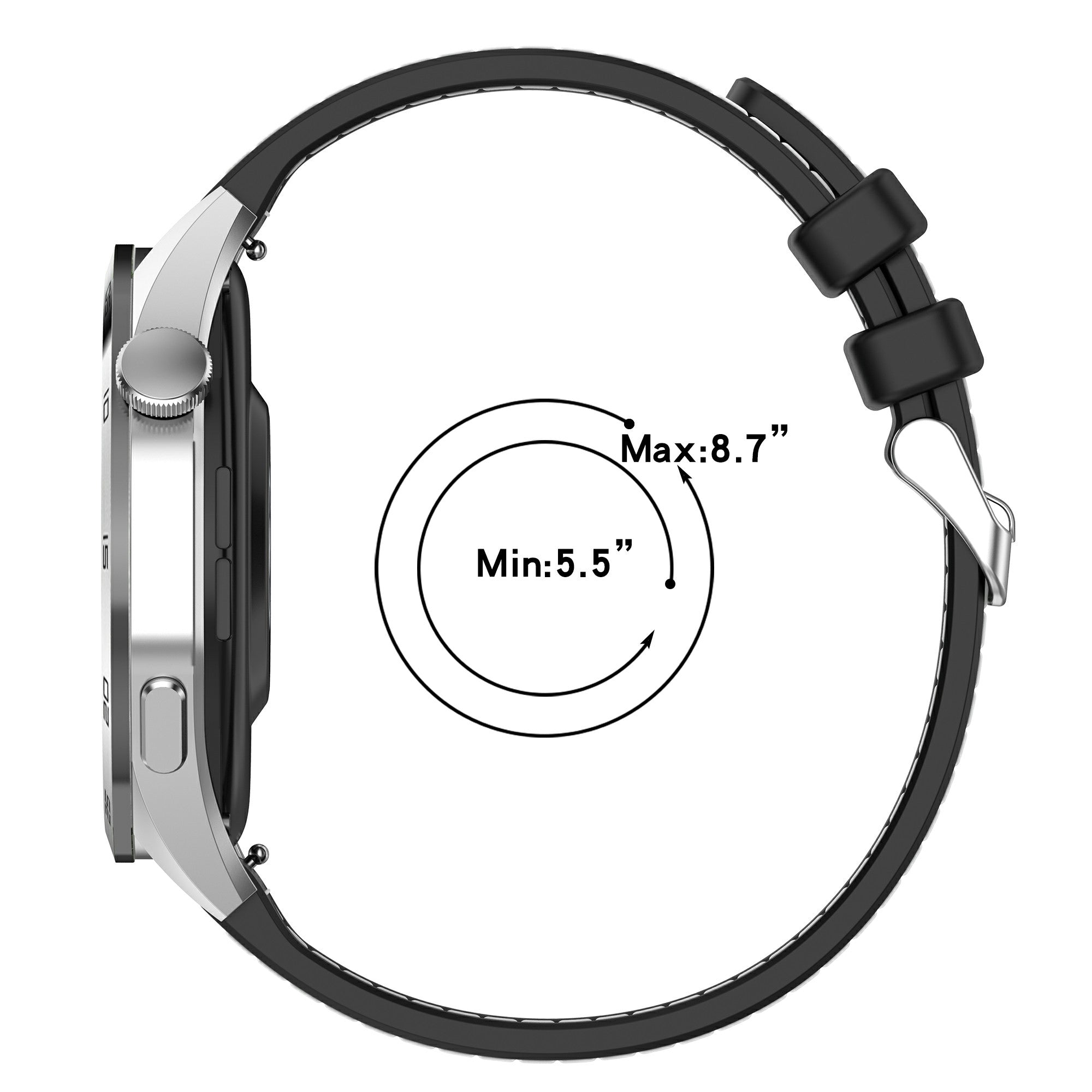 For Samsung Galaxy Watch3 45mm / Huawei Watch GT 4 46mm Watch Strap 22mm Silicone+Nylon Wrist Band - Black For Samsung Galaxy Watch3 45mm / Huawei Watch GT 4 46mm Watch Strap 22mm Silicone+Nylon Wrist Band - Black